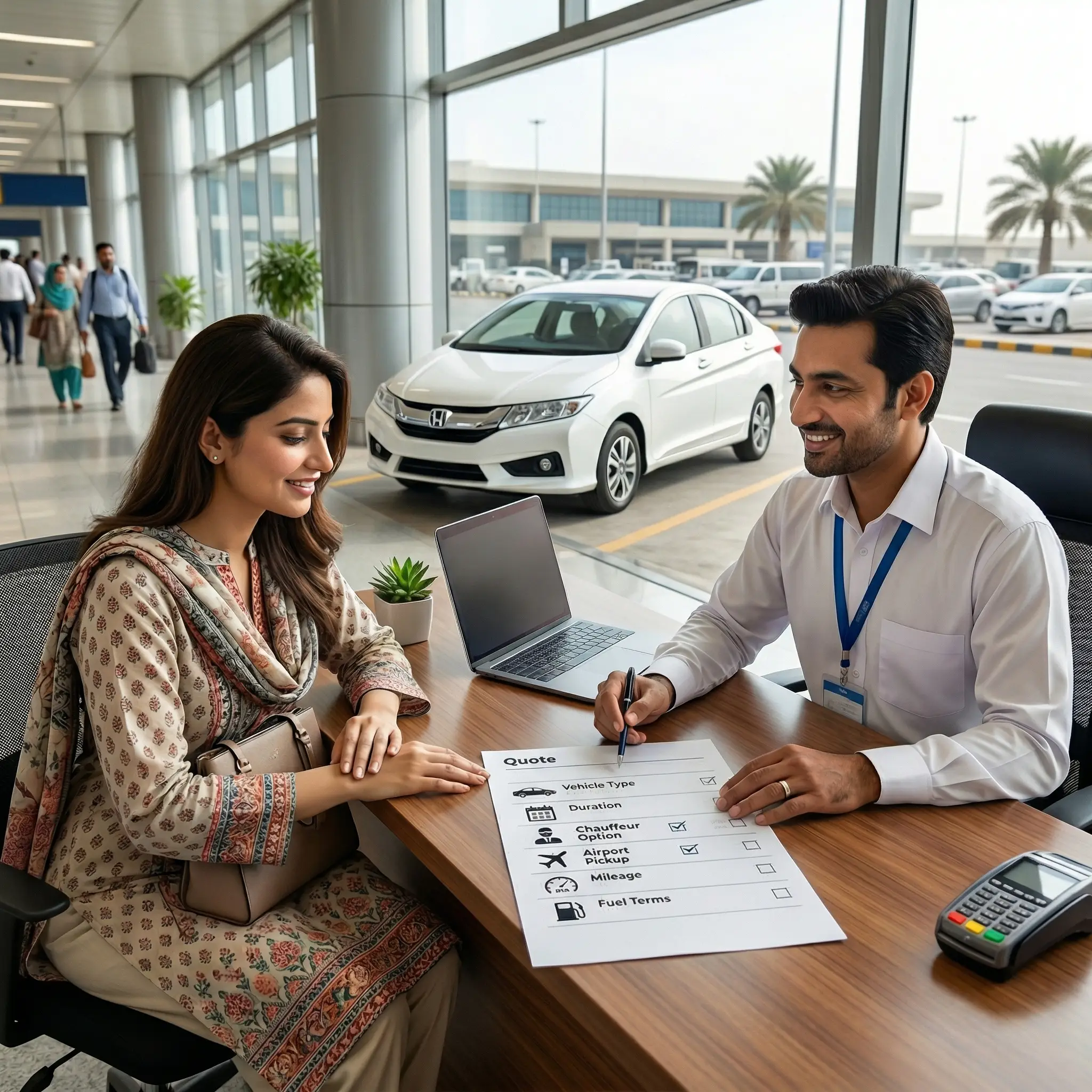 how does karachi car rental pricing work